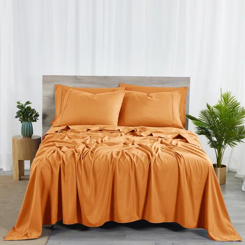 Bed Bath Fashions Bibb Home 2000 Count 6-Piece Rayon From Bamboo Sheet Set with Snug Grip & Reviews | Wayfair