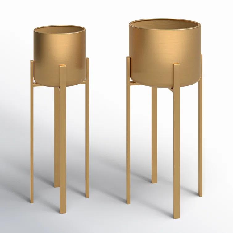 CosmoLiving by Cosmopolitan 2 - Piece Metal Dome Indoor Outdoor Planter with Removable Stand Set