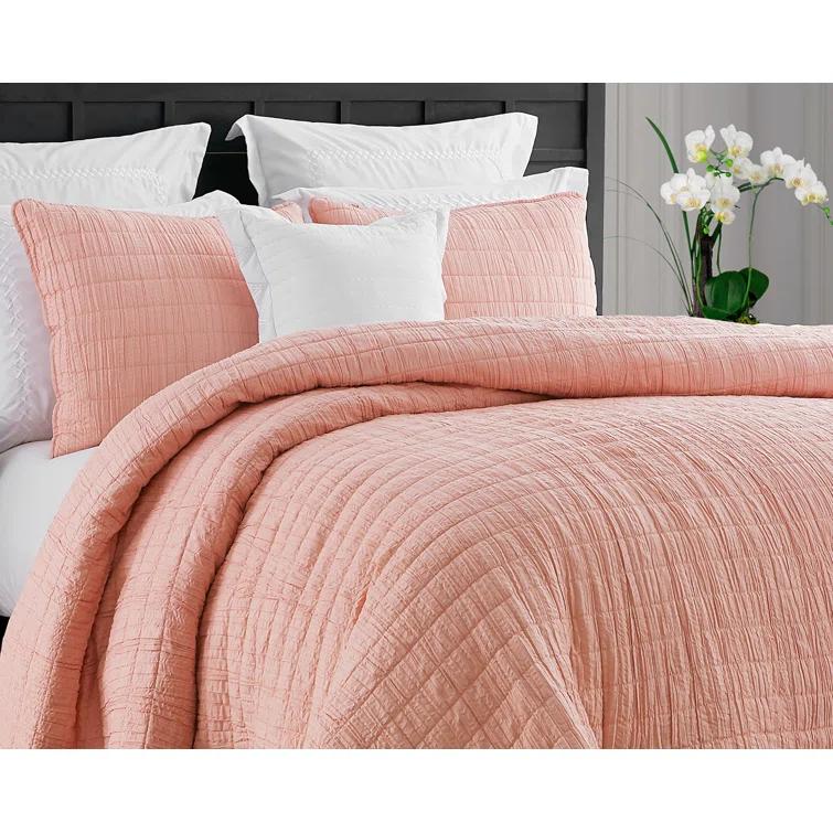 Swift Home Ultra Soft Crinkle Washed Microfiber 3-Piece Quilt Set