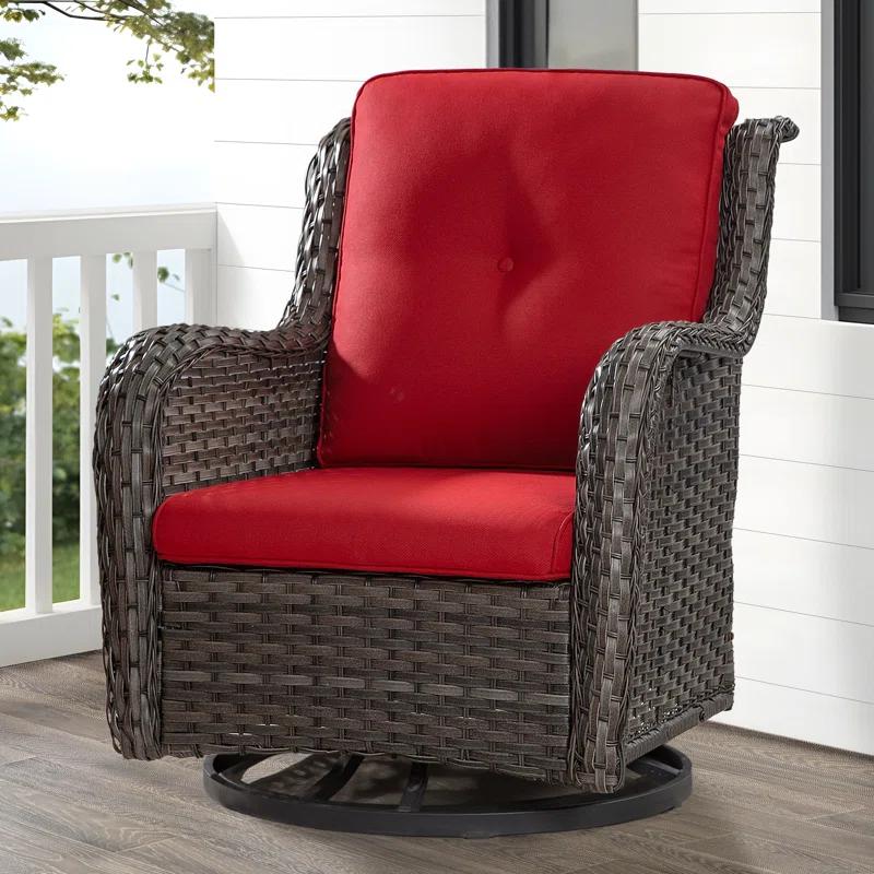 COZYWOR Swivel Wicker Patio Chair with Cushions (Set of 2)