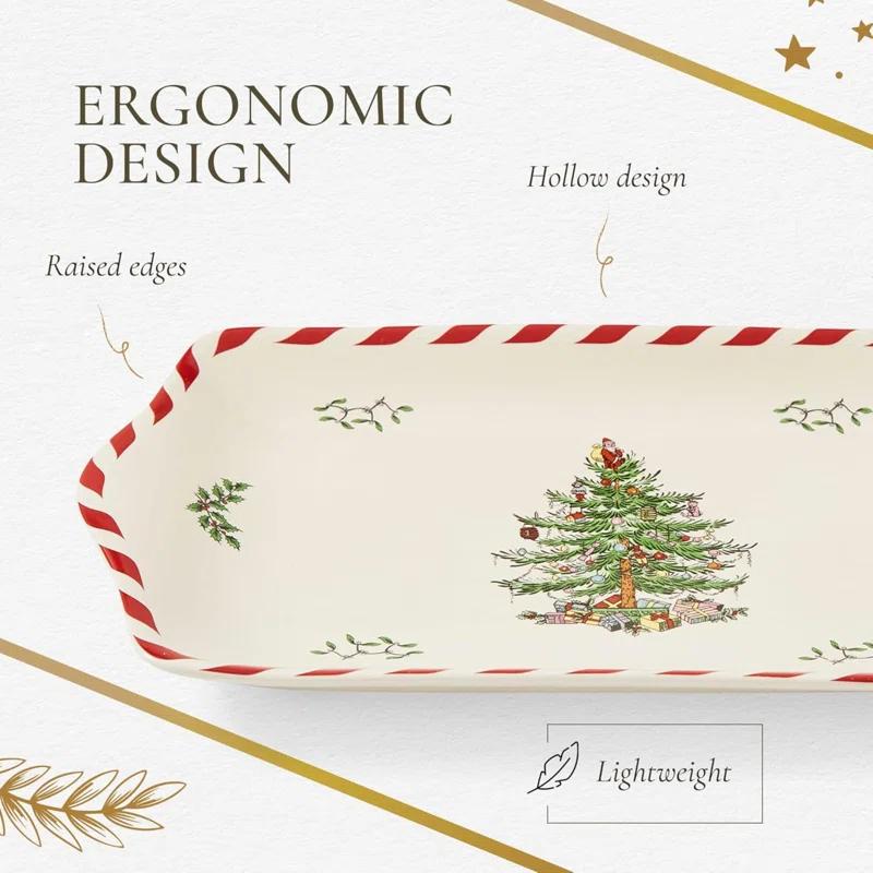 Spode Christmas Tree Peppermint Dessert Tray