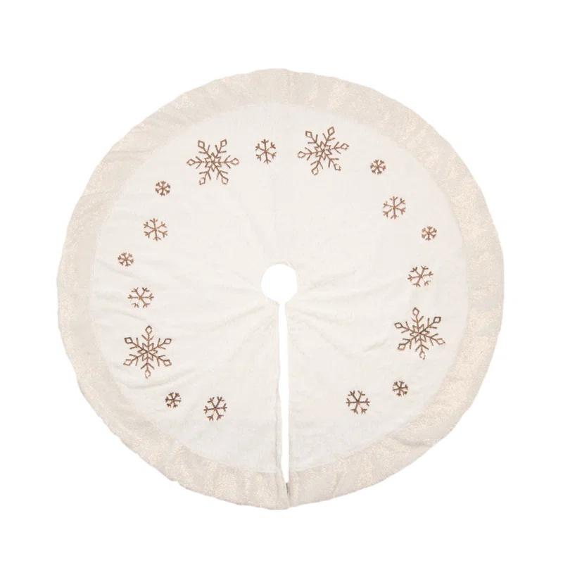 Transpac Transpac Polyester 49.21 in. Off-White Christmas Glam Snowflake Tree Skirt
