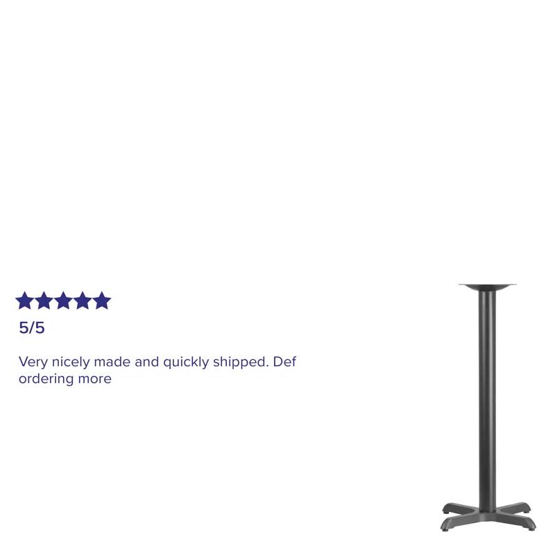 Flash Furniture Beverly Restaurant Table X-Base with 3" Dia. Bar Height Column