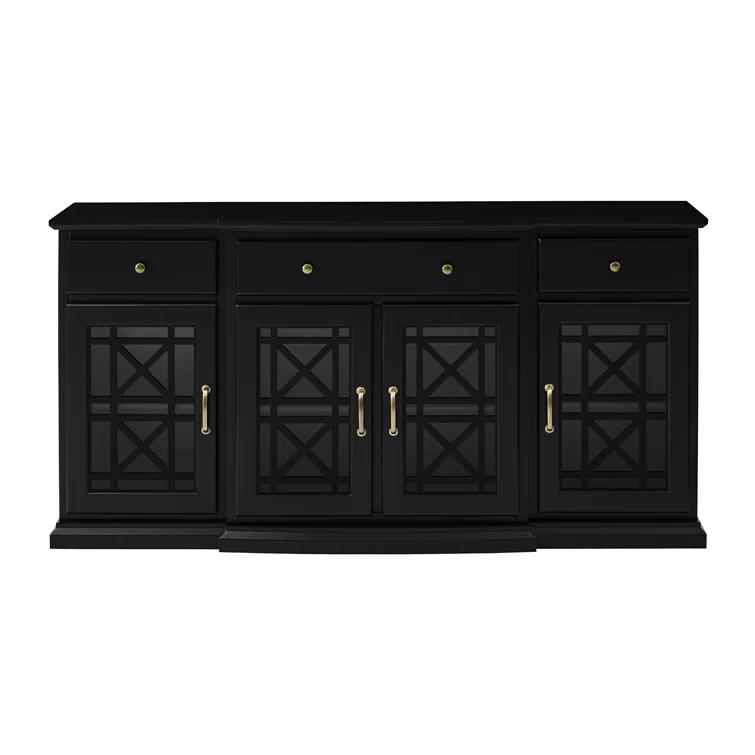 Three Posts™ Saugeries Fretwork Detailed Glass Door Sideboard