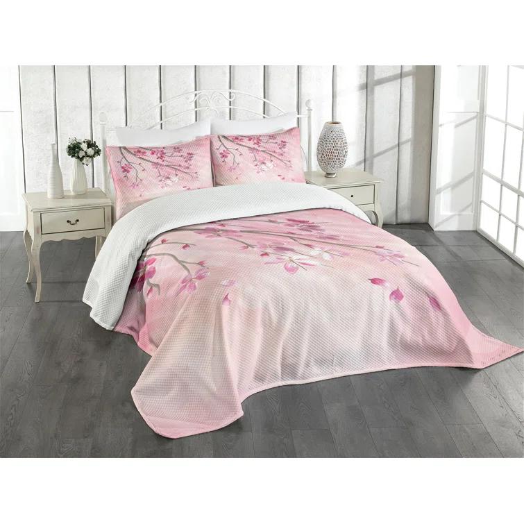 Ambesonne Ambesonne Pink Bedspread Tree Branch with