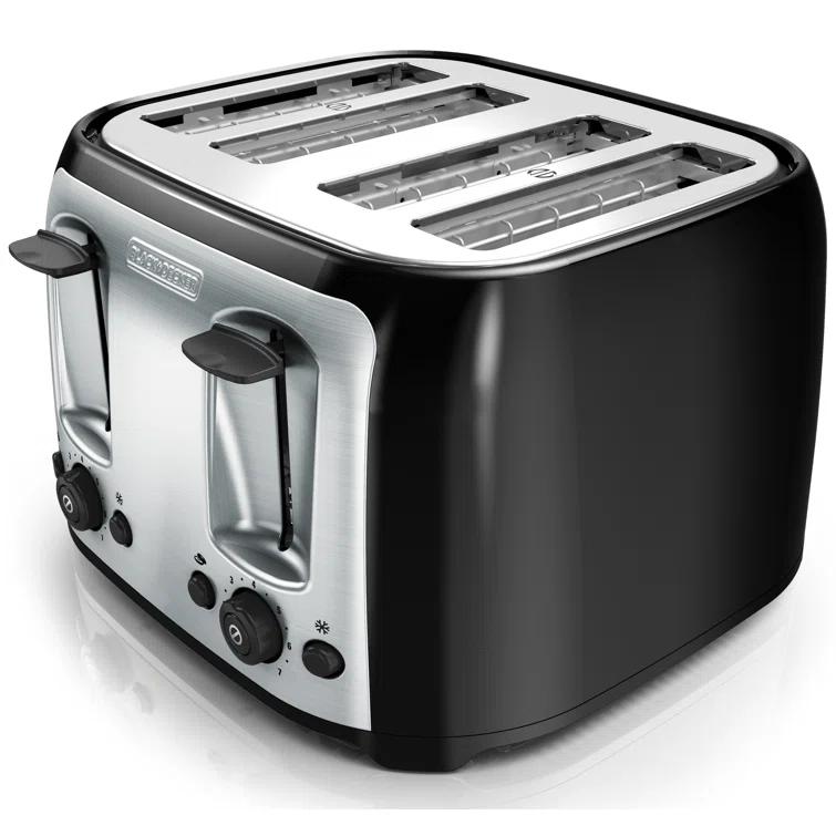 BLACK+DECKER Black & Decker 4-Slice Toaster, Extra Wide Slots, 7 Shade Settings, 1400 Watts, Frozen and Bagel Buttons, Toast Shade Selector, Extra Lift