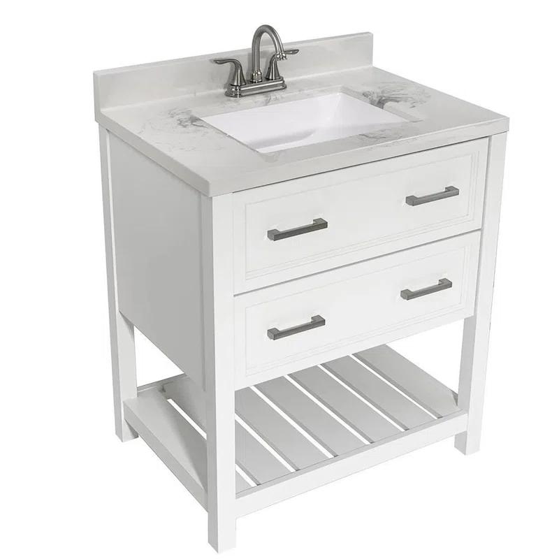 Milan 31'' Single Bathroom Vanity with Solid Surface Top