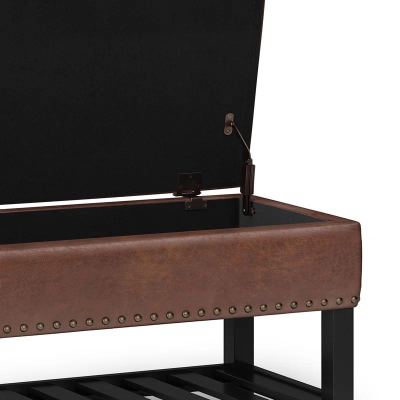 Simpli Home Lomond Faux Leather Upholstered Storage Bench
