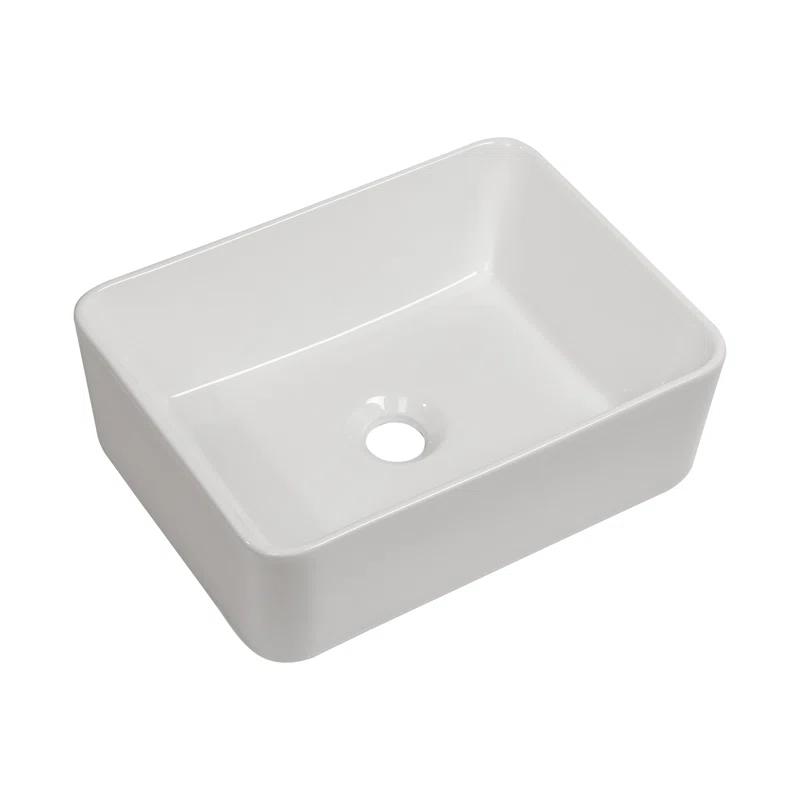 walterwork 16"x12" Ceramic Boat Shape Bathroom Sink