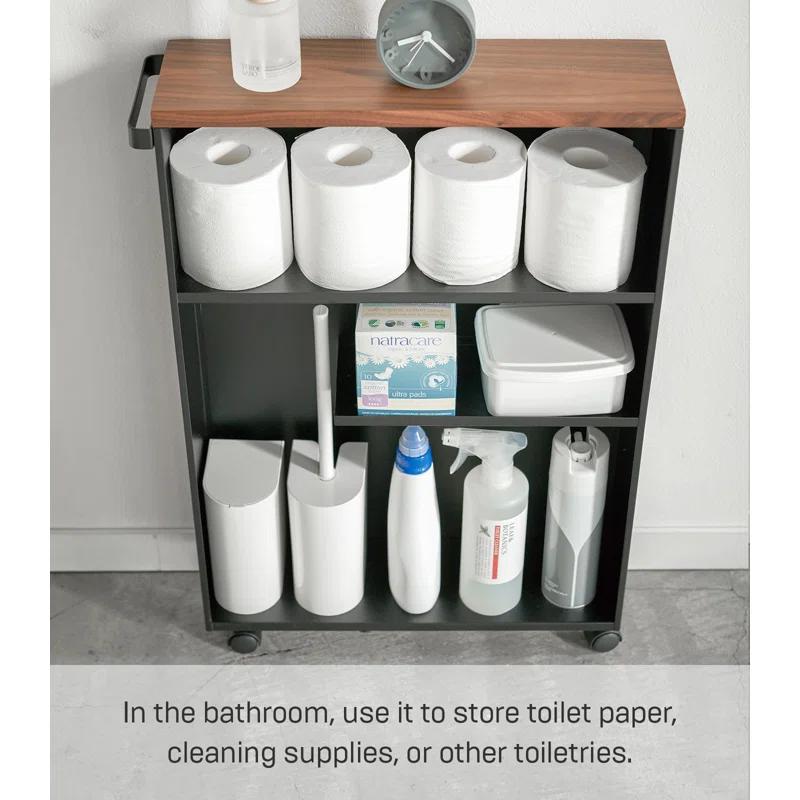 Yamazaki Slim Rolling Bathroom Cart with Handle