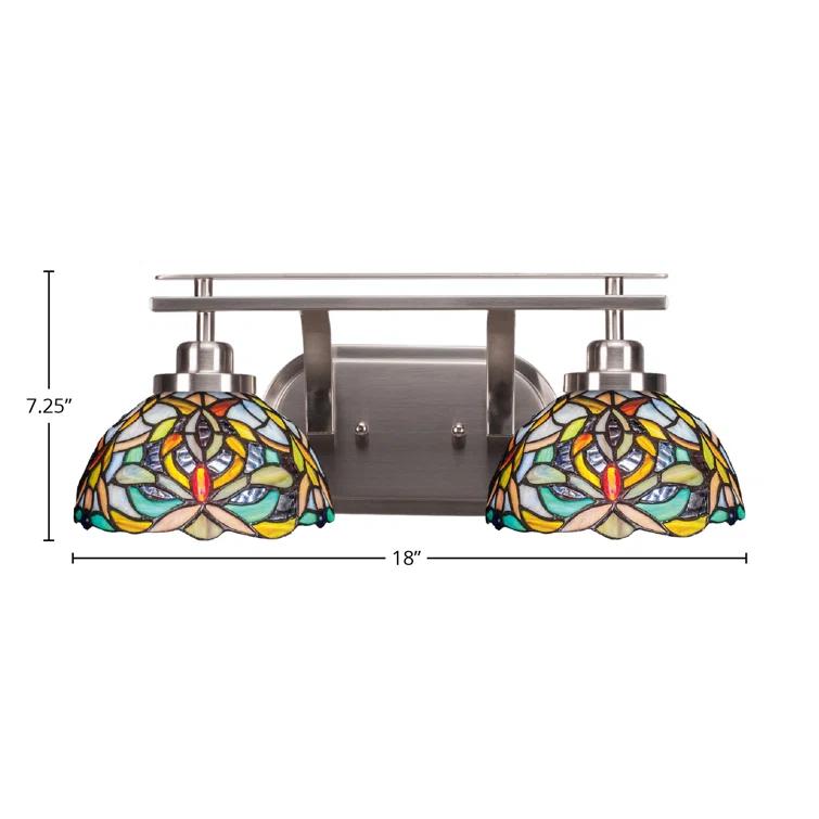 Bloomsbury Market Odyssey 2 Light Bath Bar Shown With 7" Kaleidoscope Art Glass