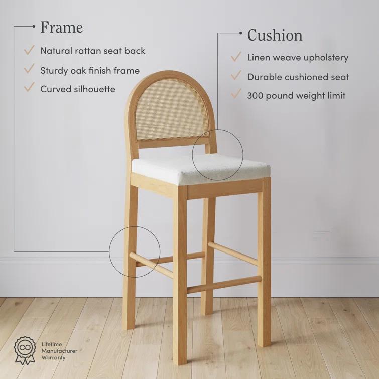 Nathan James Bailey Upholstered Counter Stool with Solid Wood Frame