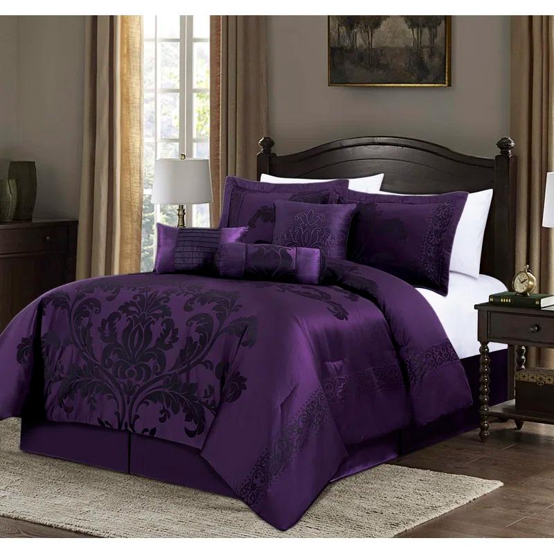 Royale Jacquard Floral 7 Piece Comforter Set