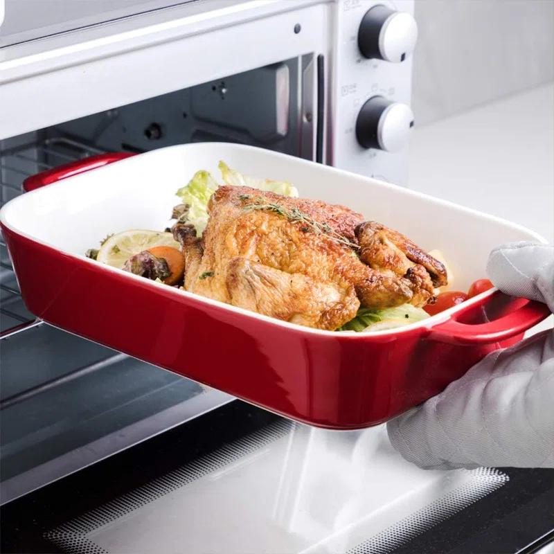 Adeco Trading Ceramic Bakeware Set, Rectangular Baking Dish For Cooking, Kitchen, Cake Dinner, Banquet And Daily Use, 9X13 Casserole Dishes For Oven Porcelain Baking Pans