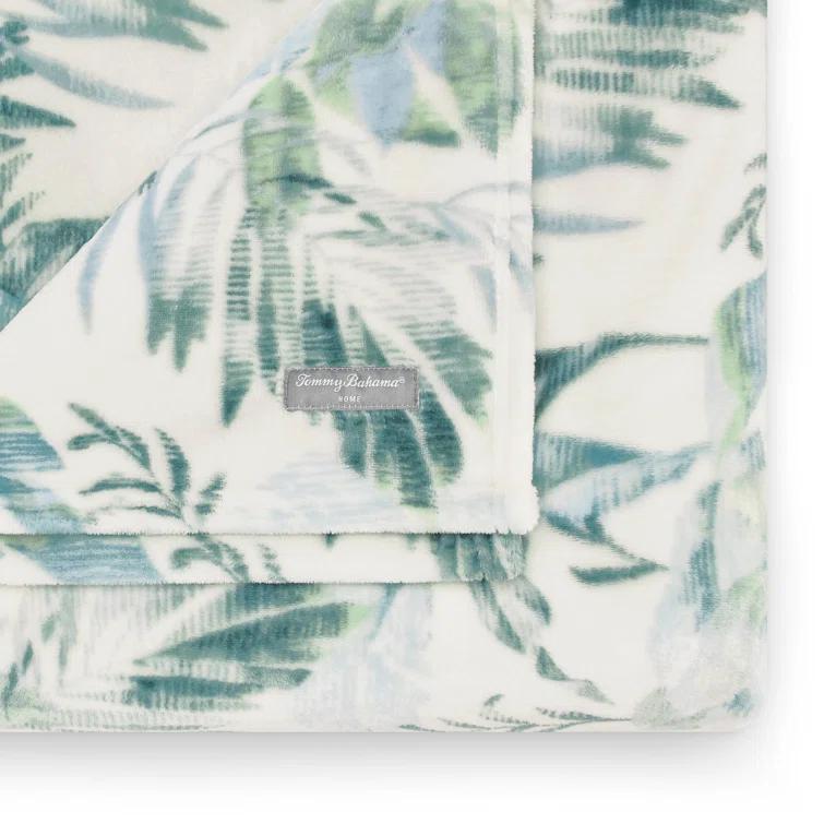 Tommy Bahama Home Wallpaper Leaves Plain Weave / Muslin Throw Blanket