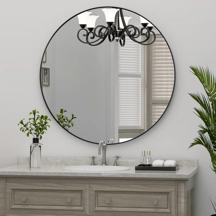 Mercer41 Alauni Round Bathroom Vanity Mirror Wall Mounted Bathroom Circle Mirrors for over sink,Home Decor  & Reviews | Wayfair