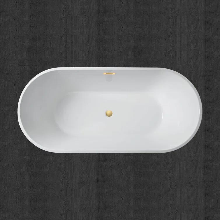 67" x 32" Freestanding Soaking Acrylic Bathtub