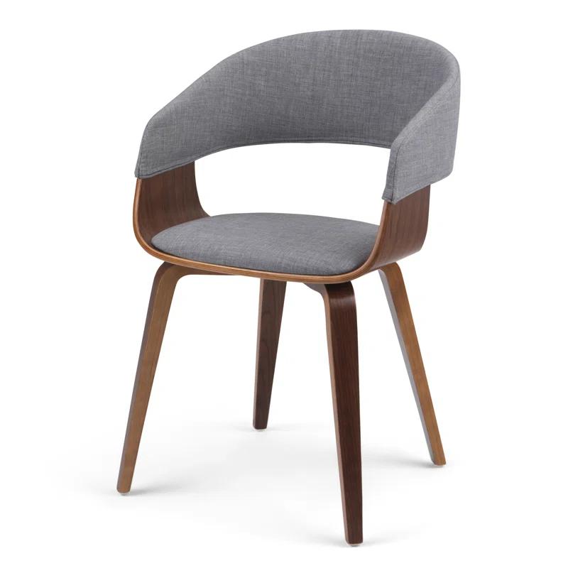 Lowell Bentwood Upholstered Dining Chair with Curved Backrest in Mid-Century Modern Style