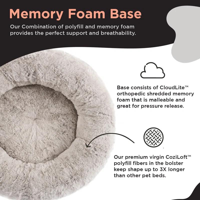 Best Friends By Sheri Best Friends by Sheri SnuggleSoft Faux Fur Memory Foam Calming Donut Bed