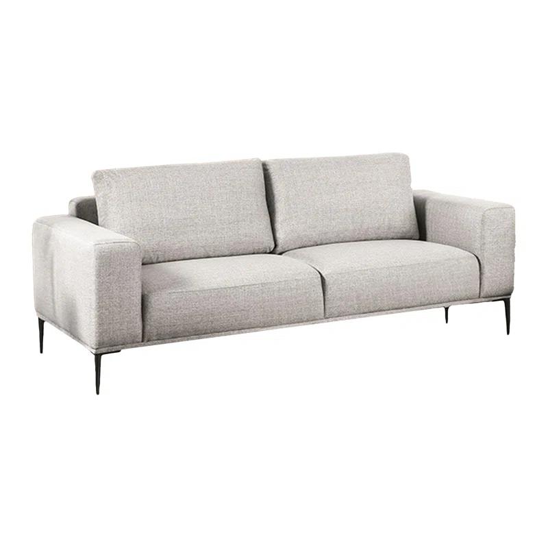 Benjara Kevin 2Pc Sofa And Loveseat, Gray Chenille, Modern Track Arms, Solid Wood