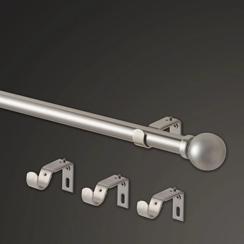 MODE Mode Premium Collection 1 Diameter Curtain Rod Set with Modern Ball Finials and Steel Wall Mounted Adjustable Rod