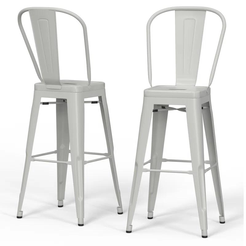 Simpli Home Fletcher Metal Contemporary Stools with Brace Support (Set of 2)
