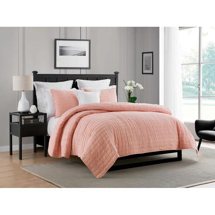 Swift Home Ultra Soft Crinkle Washed Microfiber 3-Piece Quilt Set