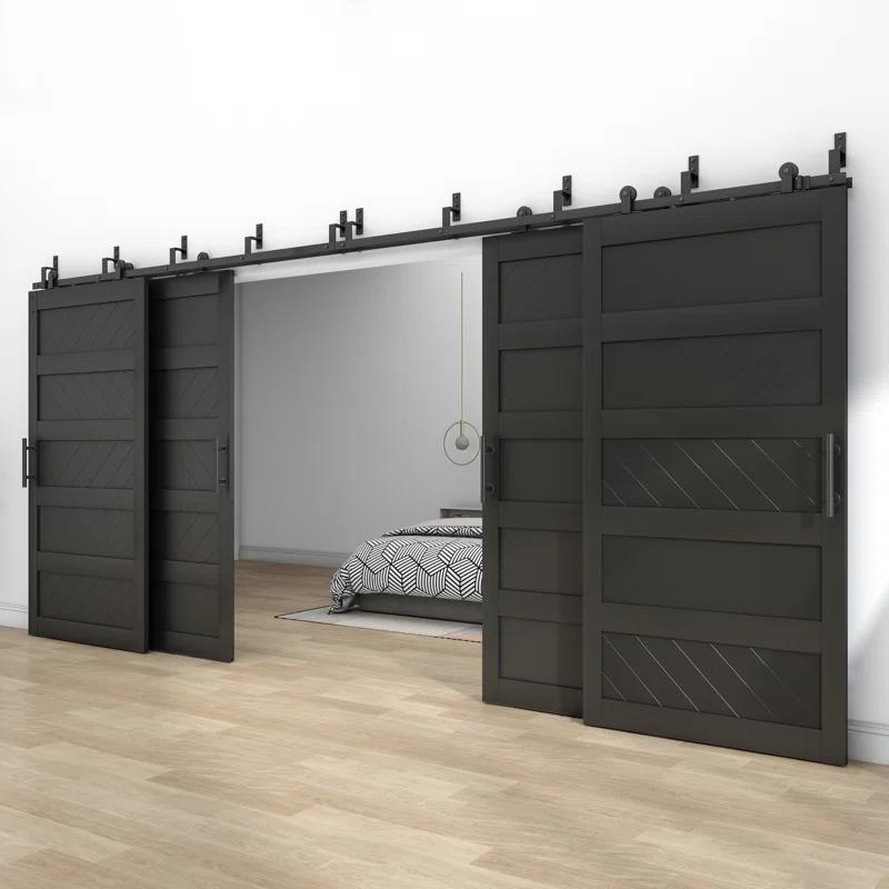 JUBEST Double Bypass Barn Door Doors Manufactured Wood Wave Design Barn Door With Installation Hardware Kits