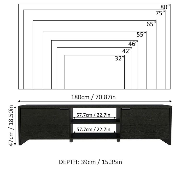 Ebern Designs TV Stand Large Media Console with Cable Management for 65, 75 Inch Media Storage Gaming Living Room Entertainment Center Modern Wooden Television Cabinet & Reviews | Wayfair