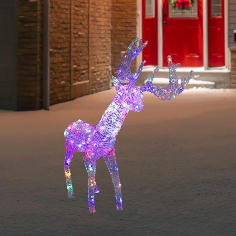 Northlight Seasonal LED Color Changing Commercial Grade Acrylic Reindeer Outdoor Christmas Decoration 46.5"