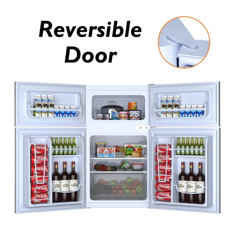 Costway Costway 3.2 Cubic Feet Portable Freestanding Mini Fridge with Freezer