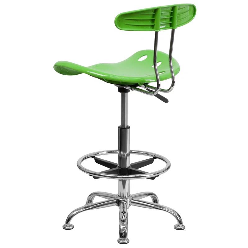 Flash Furniture Monroe Vibrant Chrome Drafting Stool with Tractor Seat