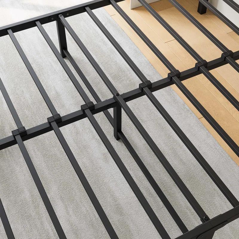 Full Size Platform Bed Frame with Rustic Vintage Wood Headboard,  No Box Spring Needed Rustic Brown