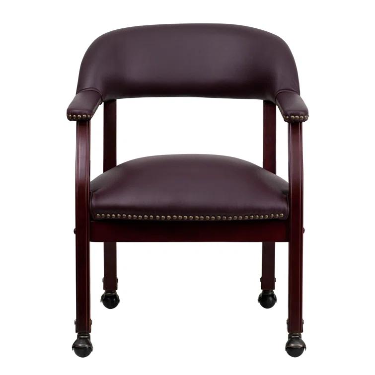 Leather Seat Waiting Room Chair with Wood Frame