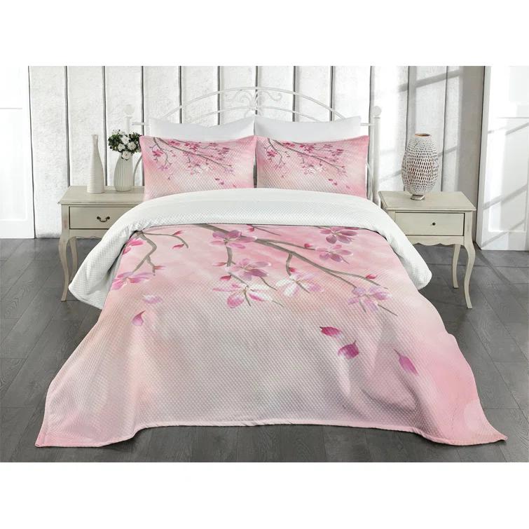 Ambesonne Ambesonne Pink Bedspread Tree Branch with