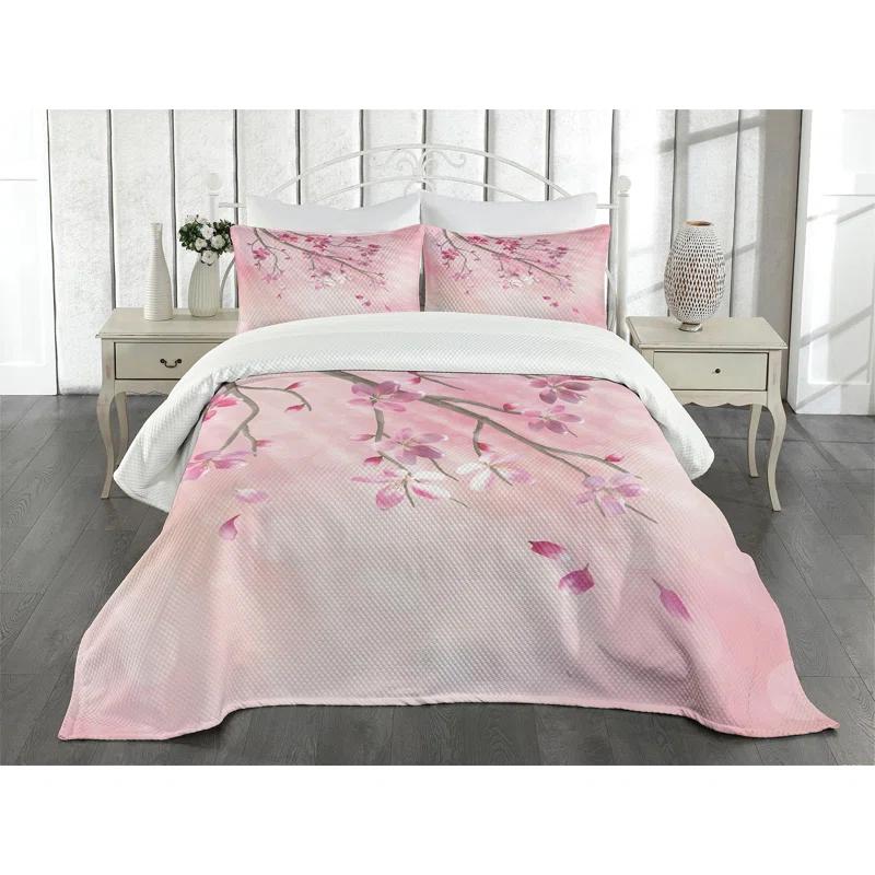 Ambesonne Ambesonne Pink Bedspread Tree Branch with