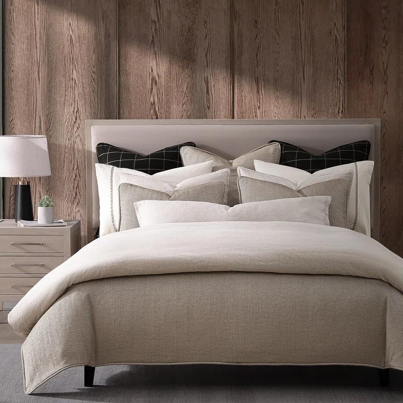 Chenille Herringbone Classic Modern Rustic Twill Woven 3 Pieces Duvet Cover Set