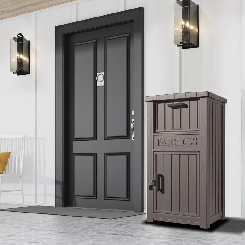 LHBcraft Resin Package Drop Box, Lockable Package Delivery and Outdoor Storage Box
