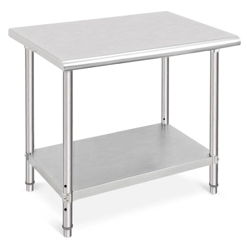 Stainless Steel Table Commercial Work Table,NSF Three Layer Workbench Heavy Duty Prep Worktable