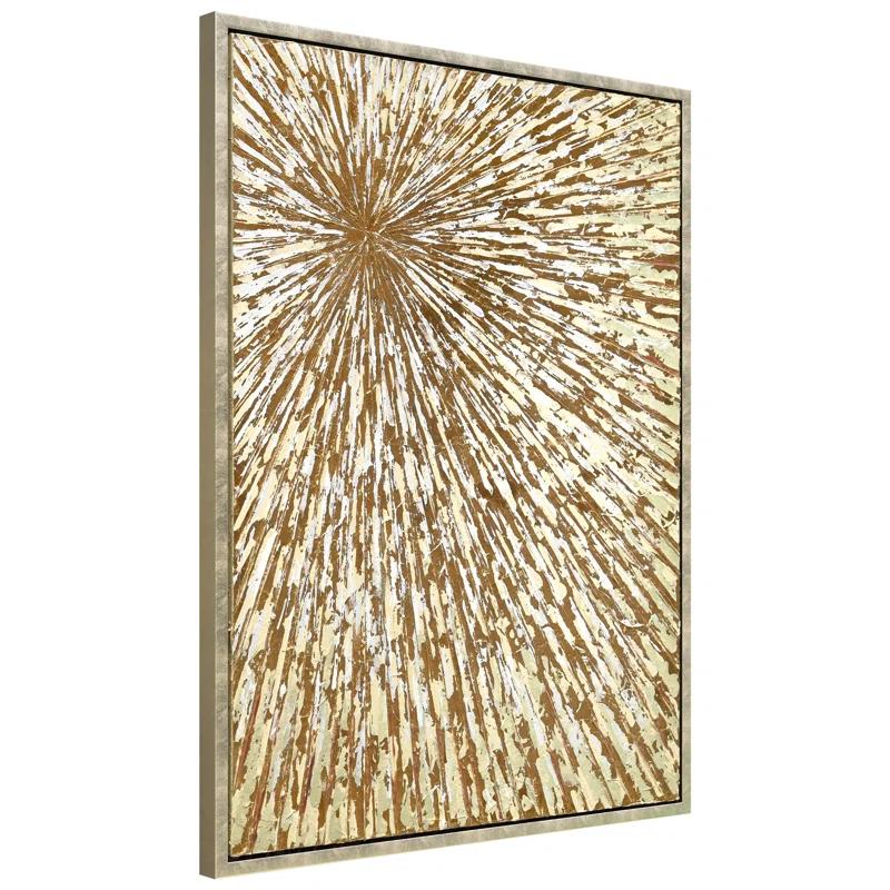 Empire Art Direct Radiant Burst Metallic Hand Painted Framed Canvas Wall Art with Gold Foil