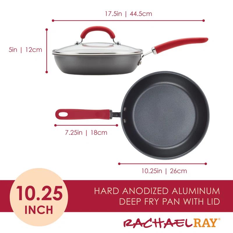 Rachael Ray Rachael Ray Create Delicious Hard Anodized Aluminum Nonstick Deep Frying Pan, 10.25-Inch