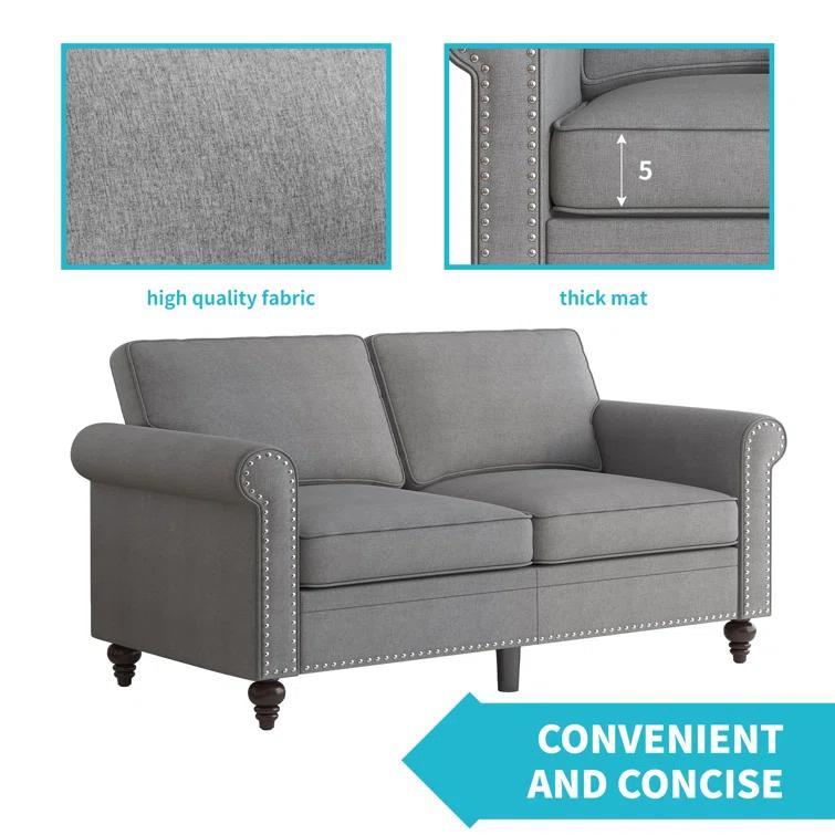 Alcott Hill® Devondrick 3-Piece Sofa Set | 3-Seater Sofa Couch, Loveseat and Single Sofa Chair for Small Spaces | Easy Assembly & Stain Resistant Fabric (Apartment/Dorm Ready)