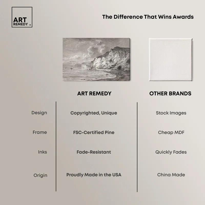 Art Remedy Cliffs along Normandy Coast Canvas Vintage Art Prints by Art Remedy