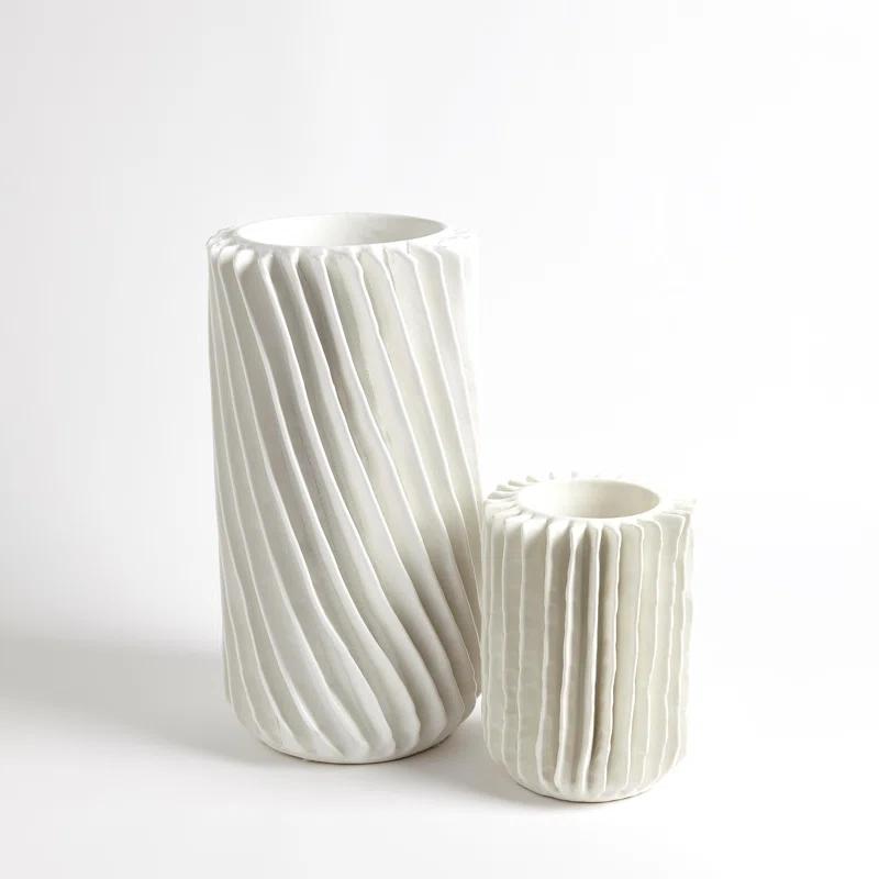 Global Views Radiator Swirl Vase-Matte White-Lg