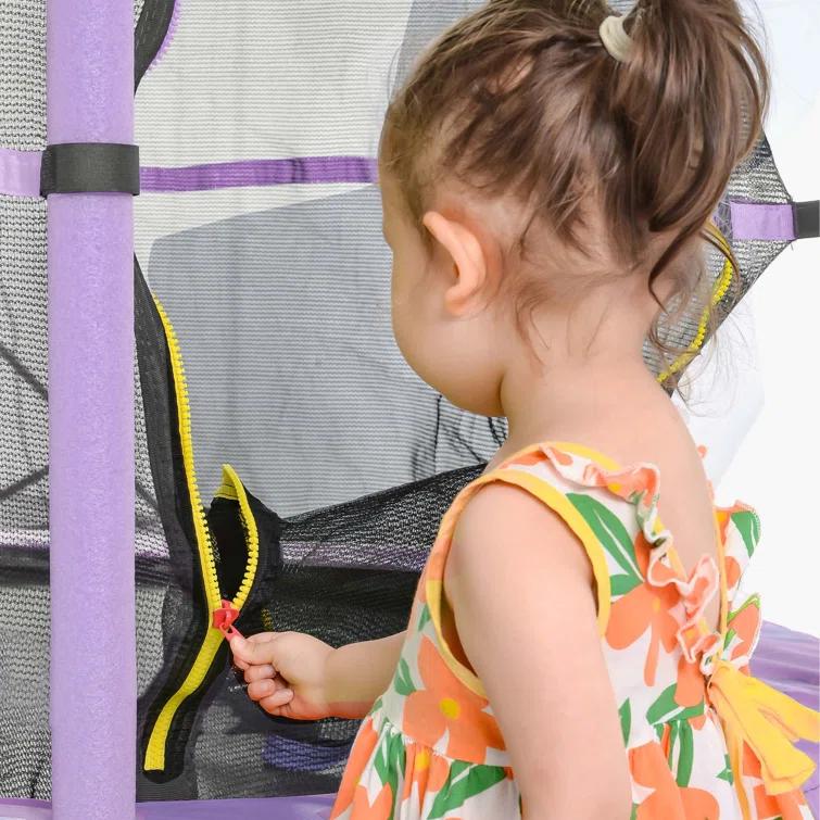 wendeway 55 Inch Kids Trampoline With Safety Enclosure Net | Wayfair