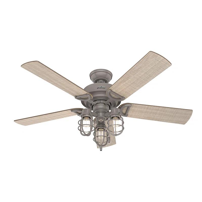 Hunter Fan 52" Starklake 5 - Blade Outdoor Standard Ceiling Fan with Pull Chain and Light Kit Included