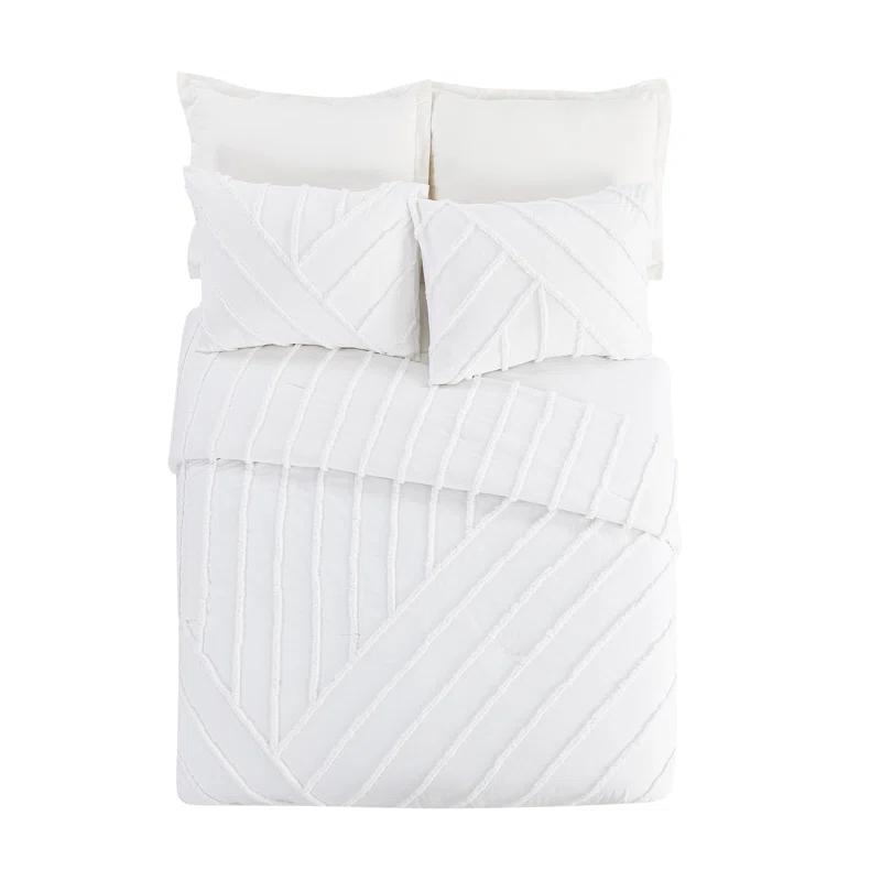 Laurel and Mayfair Cotton Ring Stitch Chevron / Zig Zag Comforter Set
