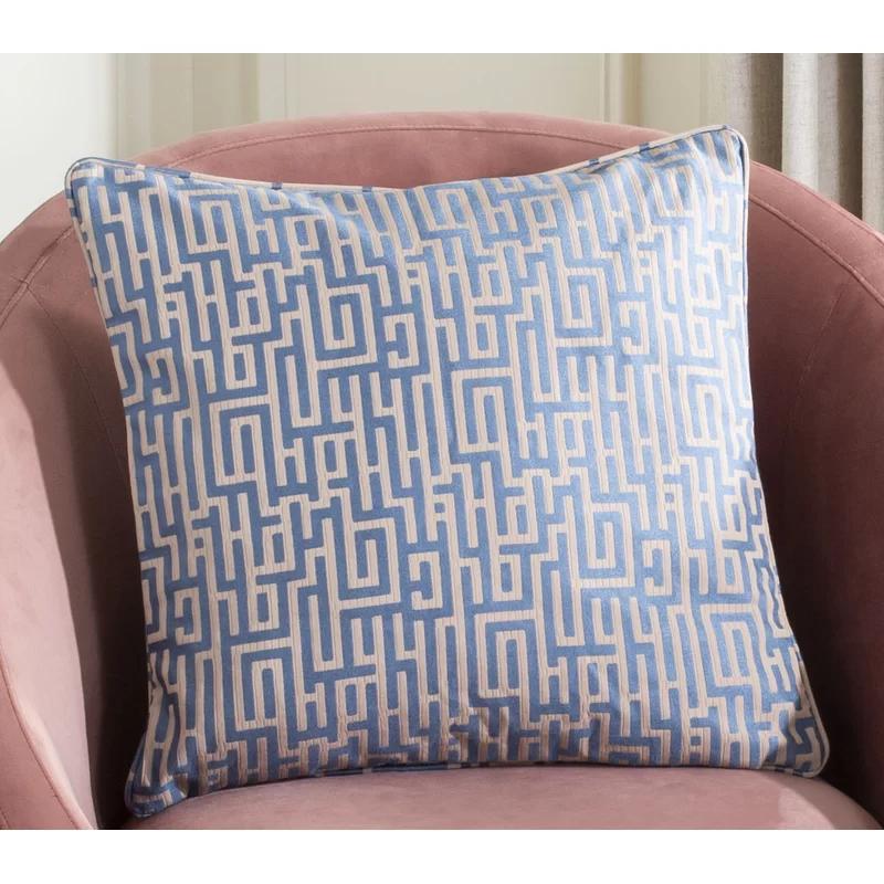 Basma 20'' Blue and Beige Geometric Cotton Pillow