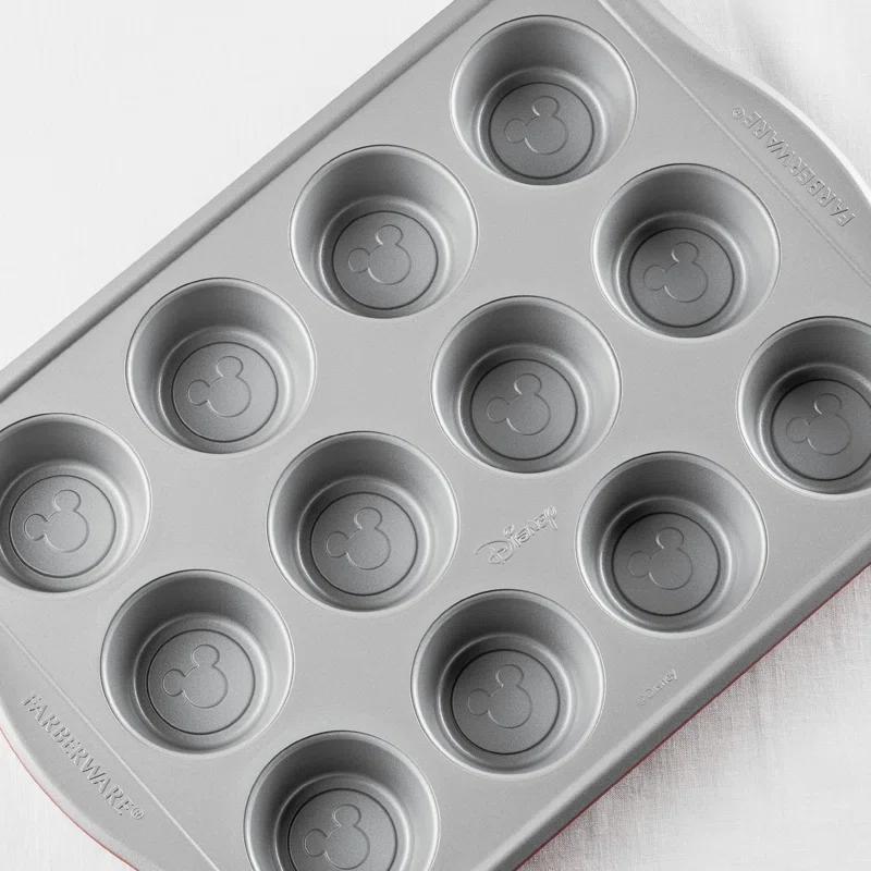 Red Nonstick 12-Cup Mickey Mouse Muffin Pan