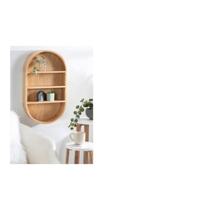 Minx Oval Solid Mango Wood Accent Wall Shelf